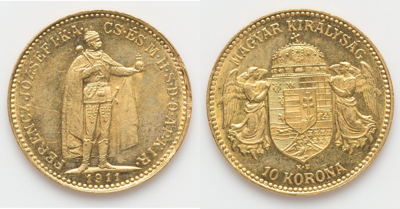 Franz Joseph I gold 10 Korona 1911-KB AU, Kremnitz mint, KM485, Fr-252. 18.9mm. ...