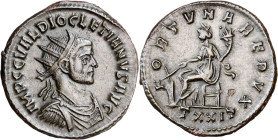 (285-286 d.C.). Diocleciano. Antoniniano. (Spink 12647 var) (Co. 76 var) (RIC. 210). 4,30 g. EBC-.