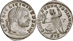 (313 d.C.). Licinio padre. Siscia. Follis. (Spink 15249) (Co. 126) (RIC. 232a). 3,84 g. MBC+.