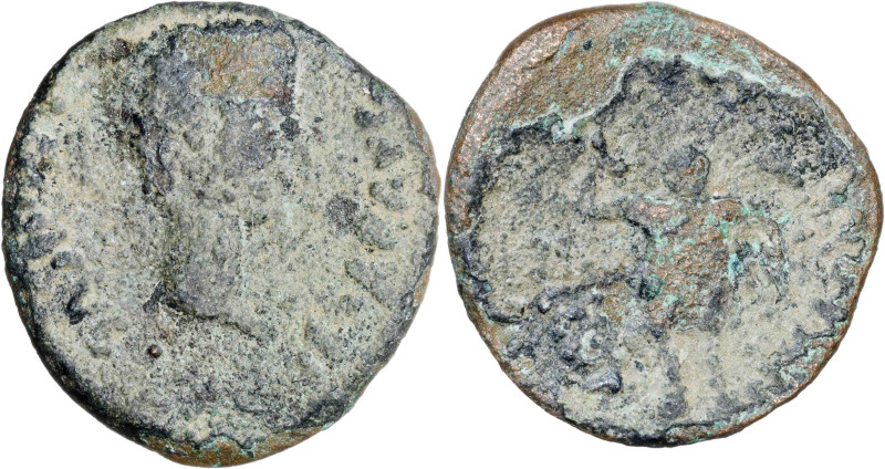 Calígula. Ebusus (Eivissa). Semis. (FAB. 966) (ACIP. 3182). Rara. 2,88 g. BC-.