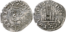 Enrique II, como Pretendiente (1366-1369). León. Cornado. (AB. 348 var, como Alfonso XI) (Imperatrix AY:1.32, mismo ejemplar). Curiosa doble acuñación...