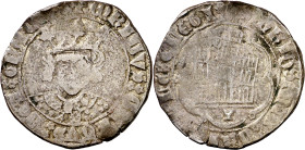 Enrique IV (1454-1474). Cuenca. Cuartillo. (AB. 744 var) (Imperatrix E4:14.213, mismo ejemplar). Ligero doblez en borde del reverso. Rara leyenda. 3,4...