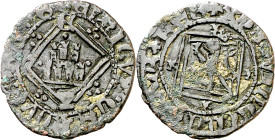 Enrique IV (1454-1474). Cuenca. Blanca de rombo. (AB. 831.2 var) (Imperatrix E4:31.60, mismo ejemplar). Grupos de tres puntos en los espacios del losa...