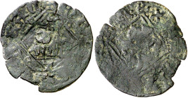 Enrique IV (1454-1474). Toledo. Blanca de rombo. (Imperatrix E4:31.34, mismo ejemplar) (Imperatrix CM:C.MC.2, mismo ejemplar). Contramarca: M gótica c...