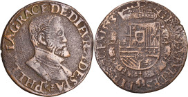 1593. Felipe II. Amberes. Oficina de Finanzas. Jetón. (Dugniolle 3330). Escasa. 4,27 g. BC+.