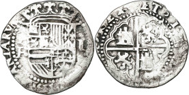 s/d. Felipe II. Potosí. R. 1 real. (AC. 237). Rara. 3,16 g. BC+.
