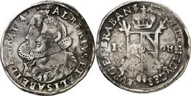 1608. Alberto e Isabel. Amberes. Triple real. (Vti. 279) (Vanhoudt 594.AN). Rara. 9,01 g. BC+.