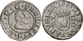 1663. Felipe IV. M (Madrid). S. 4 maravedís. (AC. 237). 1,07 g. MBC.