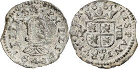 1661. Felipe IV. (Madrid). Y. 8 maravedís. (AC. 358). Atractiva. Final de riel. 1,87 g. MBC+.