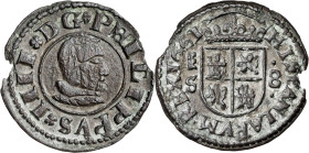 1661. Felipe IV. Segovia. S. 8 maravedís. (AC. 393). Leve defecto de cospel. Escasa. 2,33 g. MBC+.