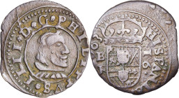 (1)663. Felipe IV. Burgos. R. 16 maravedís. (AC. 440). Ligeramente desplazada. 3,16 g. MBC.