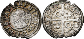 1637. Felipe IV. Barcelona. 1 croat. (AC. 662) (Cru.C.G. 4414e). Cospel faltado. Escasa. 2,85 g. (MBC+).