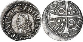 1653. Felipe IV. Barcelona. 1 croat. (AC. 667) (Cru.C.G. 4414l). Cospel ligeramente faltado. 2,90 g. (EBC-).