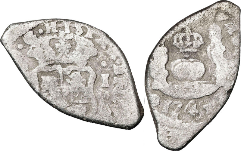 1743. Felipe V. Guatemala. (J). 1 real. (AC. 362). Columnario. 3,21 g. BC+.