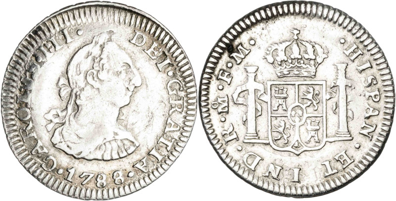 1788. Carlos III. México. FM. 1/2 real. (AC. 217). 1,63 g BC+/MBC-.