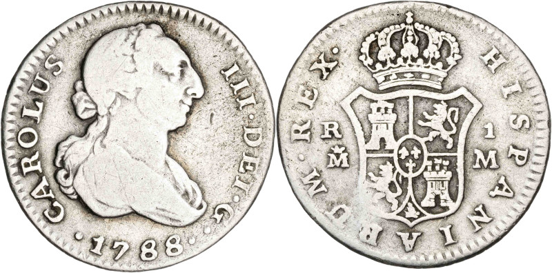 1788. Carlos III. Madrid. M. 1 real. (AC. 407). 2,87 g. BC+.