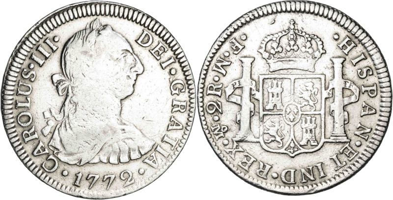 1772. Carlos III. México. FM. 2 reales. (AC. 657). Primer año de busto. Ceca y e...