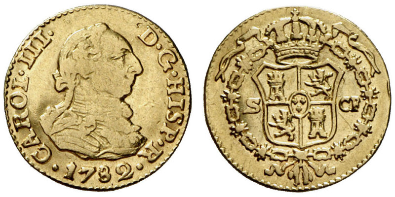 1782. Carlos III. Sevilla. CF. 1/2 escudo. (AC. 1312). Sirvió como joya. Ex Áure...