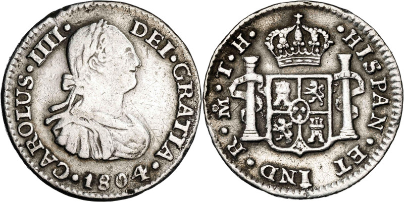 1804. Carlos IV. México. TH. 1/2 real. (AC. 290). 1,64 g. MBC-/MBC.