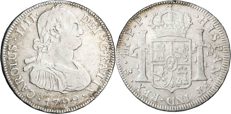 1799. Carlos IV. Potosí. PP. 4 reales. (AC. 834). 13,26 g. MBC-.