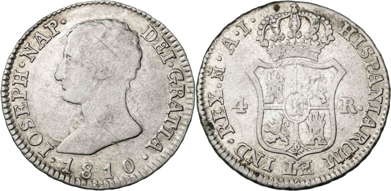 1810. José Napoleón. Madrid. AI. 4 reales. (AC. 14). 5,91 g. BC+.