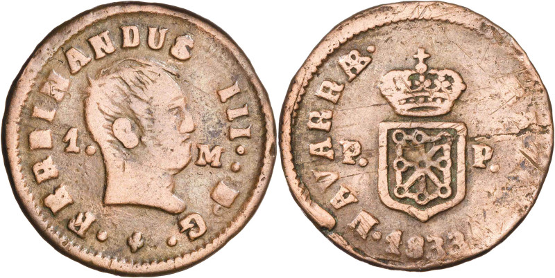 1833. Fernando VII. Pamplona. 1 maravedí. (AC. 42). 2,74 g. MBC-.