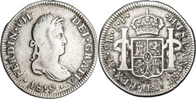 1819. Fernando VII. Lima. JP. 2 reales. (AC. 819). 6,19 g. BC+/MBC-.