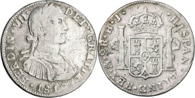 1810. Fernando VII. México. HJ. 2 reales. (AC. 858). Busto imaginario. 6,67 g. BC+/MBC-.