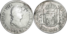 1814. Fernando VII. México. JJ. 2 reales. (AC. 871). 6,48 g. BC/BC+.