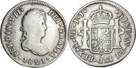 1821. Fernando VII. México. JJ. 2 reales. (AC. 880). 6,39 g. BC/BC+.