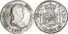 1819. Fernando VII. Potosí. PJ. 2 reales. (AC. 917). 6,56 g. MBC/MBC+.