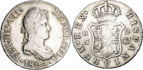 1820. Fernando VII. Sevilla. CJ. 2 reales. (AC. 952). 5,96 g. BC+/MBC-.
