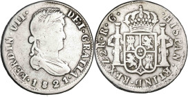 1821. Fernando VII. Zacatecas. RG. 2 reales. (AC. 1014). 5,91 g. BC/BC+.