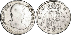 1812. Fernando VII. Cádiz. CI. 4 reales. (AC. 727). Escasa. 13,17 g. BC-.