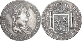 1821. Fernando VII. Guadalajara. FS. 8 reales. (AC. 1210). Pátina artificial. 26,13 g. MBC.