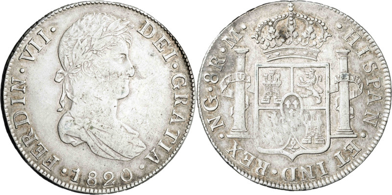 1820. Fernando VII. Guatemala. M. 8 reales. (AC. 1235). 26,92 g. MBC-/MBC.