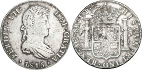 1815. Fernando VII. Lima. JP. 8 reales. (AC. 1248). Manchitas. 26,97 g. MBC-.