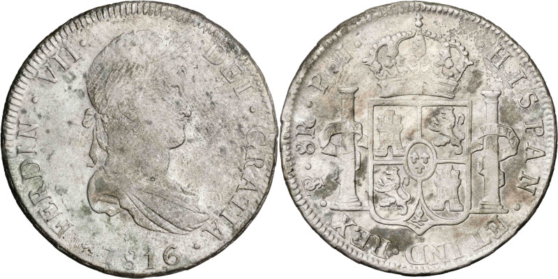 1816. Fernando VII. Potosí. PJ. 8 reales. (AC. 1380). 26,63 g. BC/BC+.