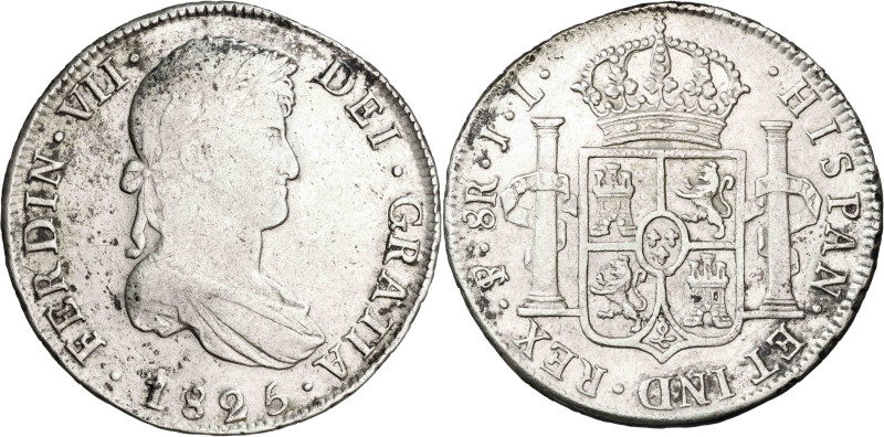 1825. Fernando VII. Potosí. JL. 8 reales. (AC. 1394). Acuñación republicana. Man...