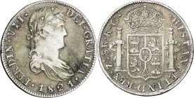 1821. Fernando VII. Zacatecas. RG. 8 reales. (AC. 1465). Pátina. 26,60 g. MBC-.