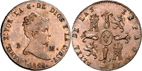 1848. Isabel II. Segovia. 2 maravedís. (AC. 60). 1,94 g. EBC.