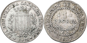 1837. Isabel II. Barcelona. PS. 1 peseta. (AC. 272). 5,78 g. MBC.