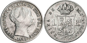 1853. Isabel II. Barcelona. 1 real. (AC. 276). 1,34 g. MBC.