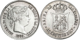 1866. Isabel II. Madrid. 40 céntimos de escudo. (AC. 501). 5,24 g. MBC+/EBC-.