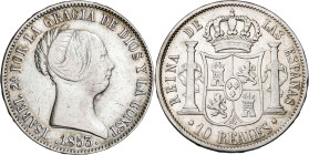 1853. Isabel II. Madrid. 10 reales. (AC. 528). 12,88 g. MBC-/MBC.
