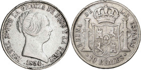 1854. Isabel II. Madrid. 10 reales. (AC. 530). 12,89 g. MBC-.
