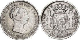 1850. Isabel II. Madrid. 20 reales. (AC. 592). 25,81 g. BC/BC+.