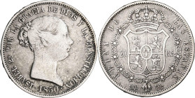 1850. Isabel II. Madrid. CL. 20 reales. (AC. 591). 25,84 g. MBC-.