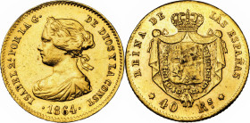 1864. Isabel II. Madrid. 40 reales. (AC. 686). 3,32 g. MBC-.
