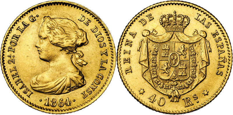 1864. Isabel II. Madrid. 40 reales. (AC. 686). 3,33 g. MBC.